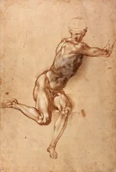Hombre desnudo sentado girando, c.1505